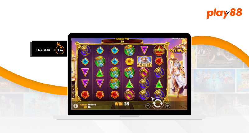 Pragmatic Play's Gates of Olympus slot game with vibrant graphics on Play88's tablet interface.