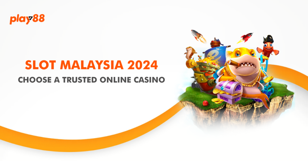 Slot Malaysia 2024 with cartoon sea creatures and a cigar-smoking fish. Play88 logo top left.