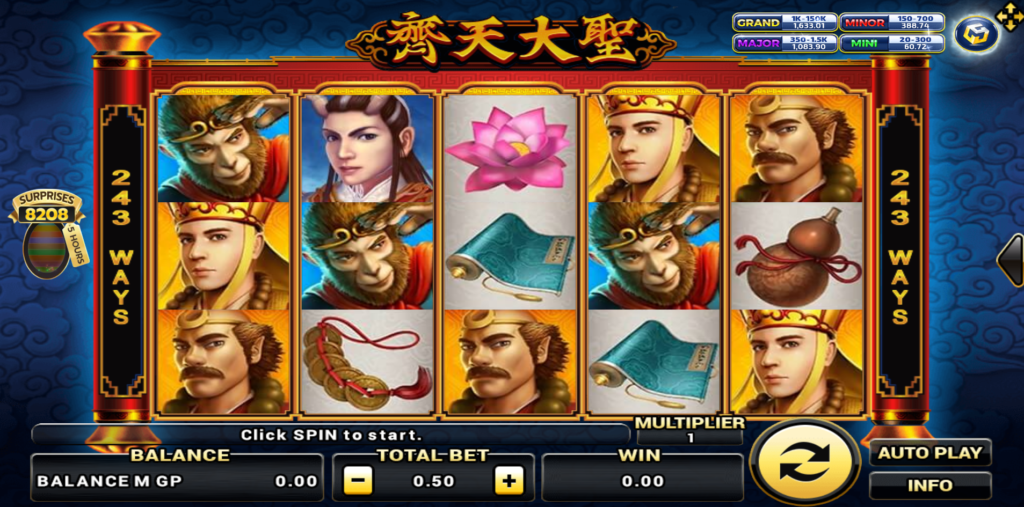 A vibrant and engaging interface in the Monkey King slot game immerses players in the mythical world of Sun Wukong.