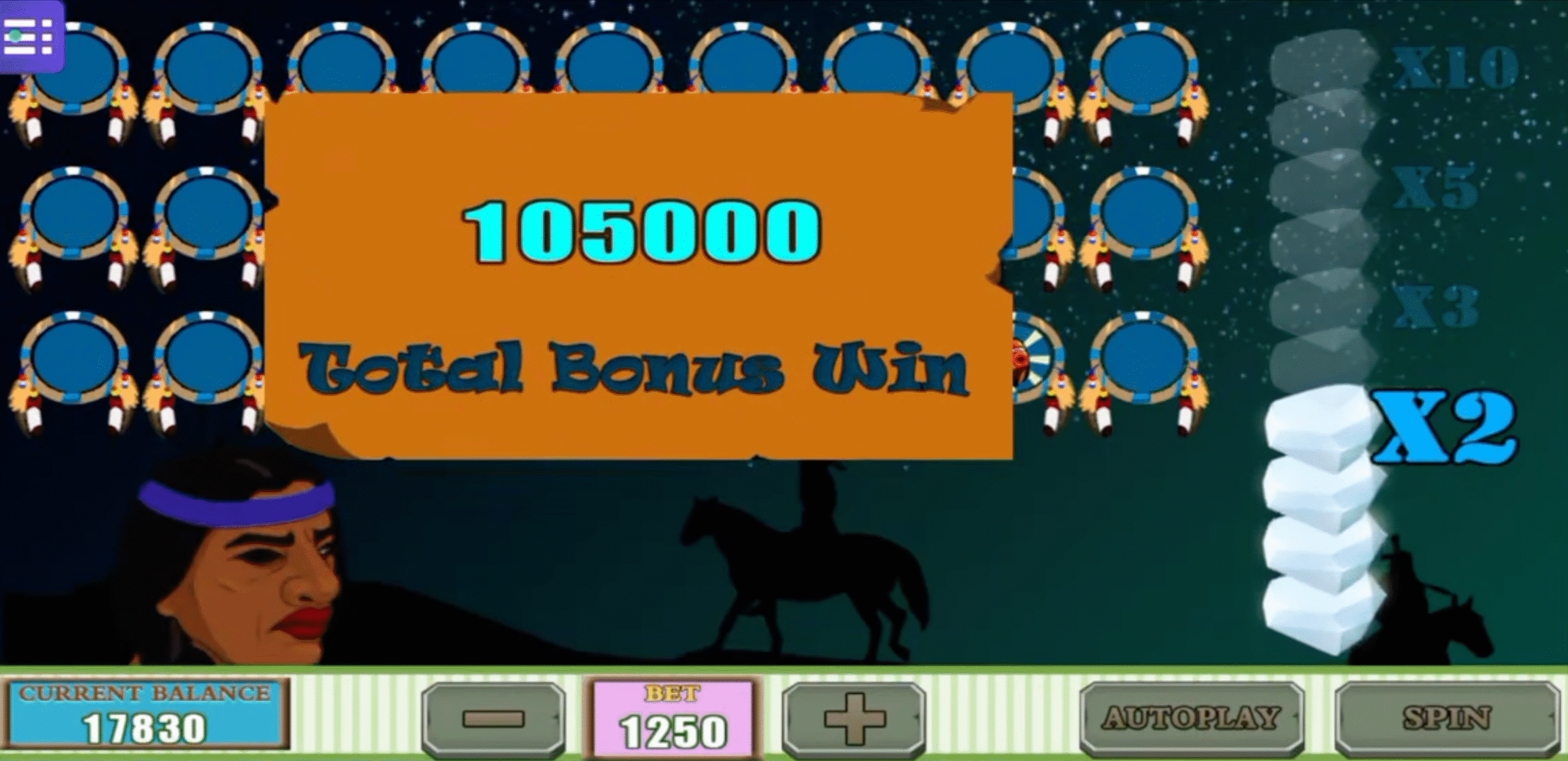 Native Indian Mega888 bonus win result screen