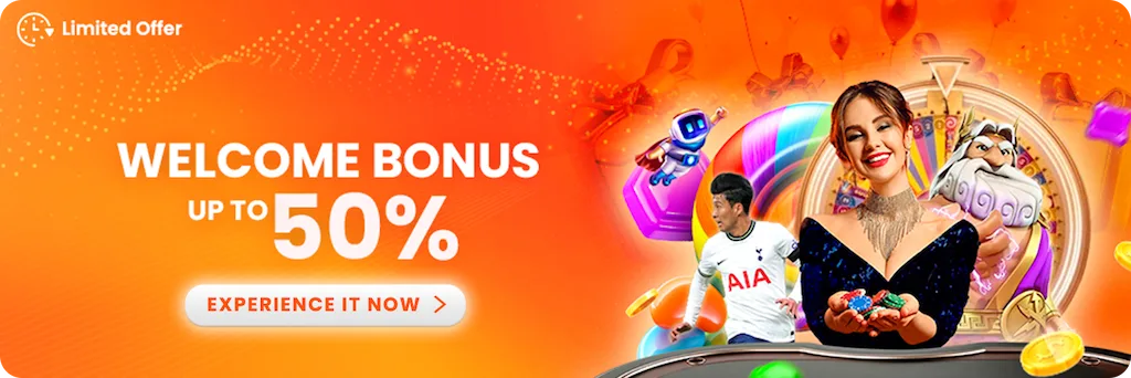 Play88 welcome offer banner showing up to 50% bonus